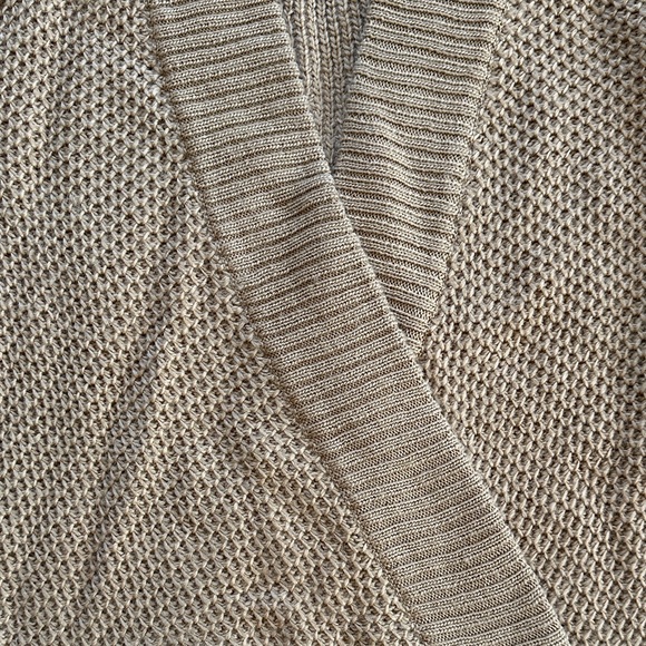 Loft Wheat Short Sleeve Crossover Tunic Sweaters Waffle Knit Medium - Picture 7 of 8